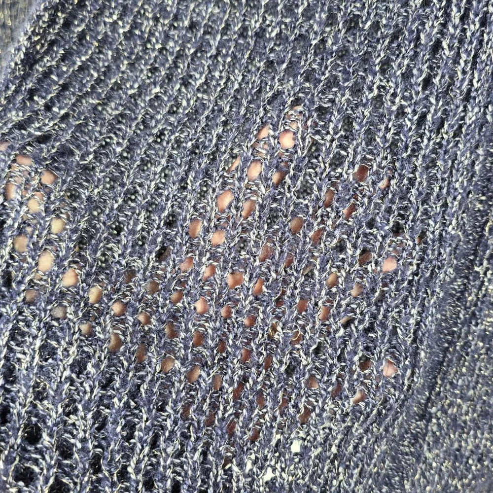 Nine West Vintage America Collection Sweater Woman XL Navy Metallic Knit‎ V Neck